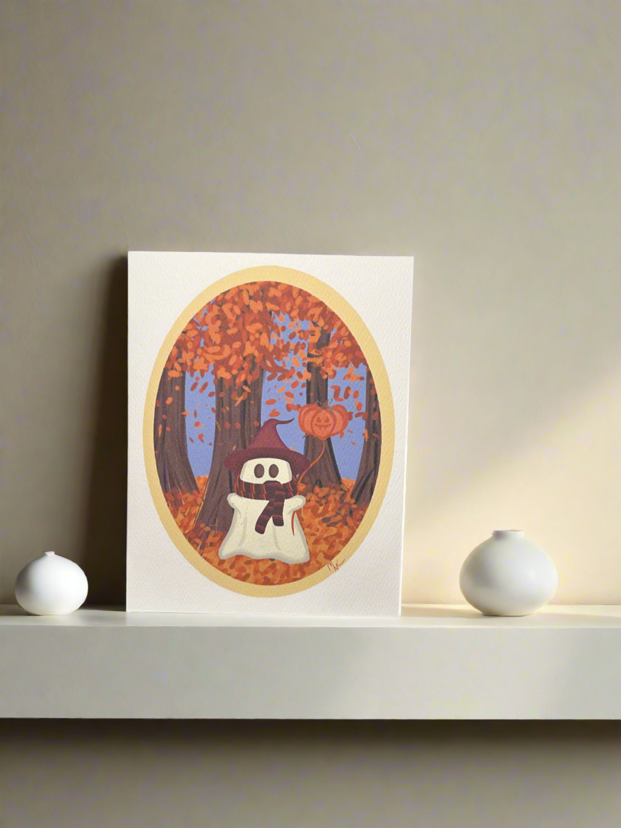 Cozy Fall Ghost Greeting Card