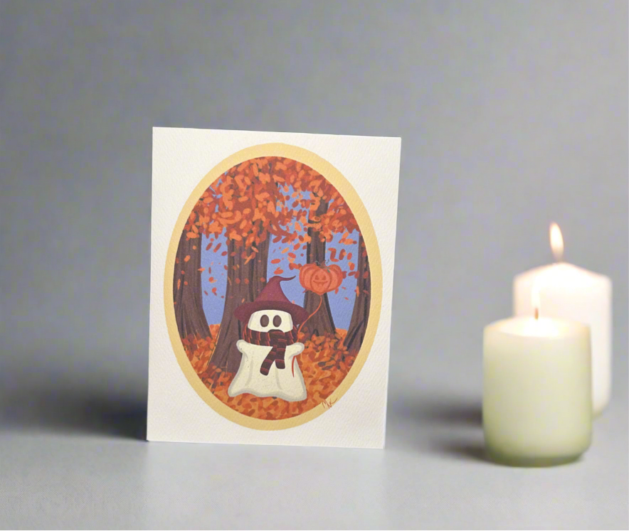 Cozy Fall Ghost Greeting Card