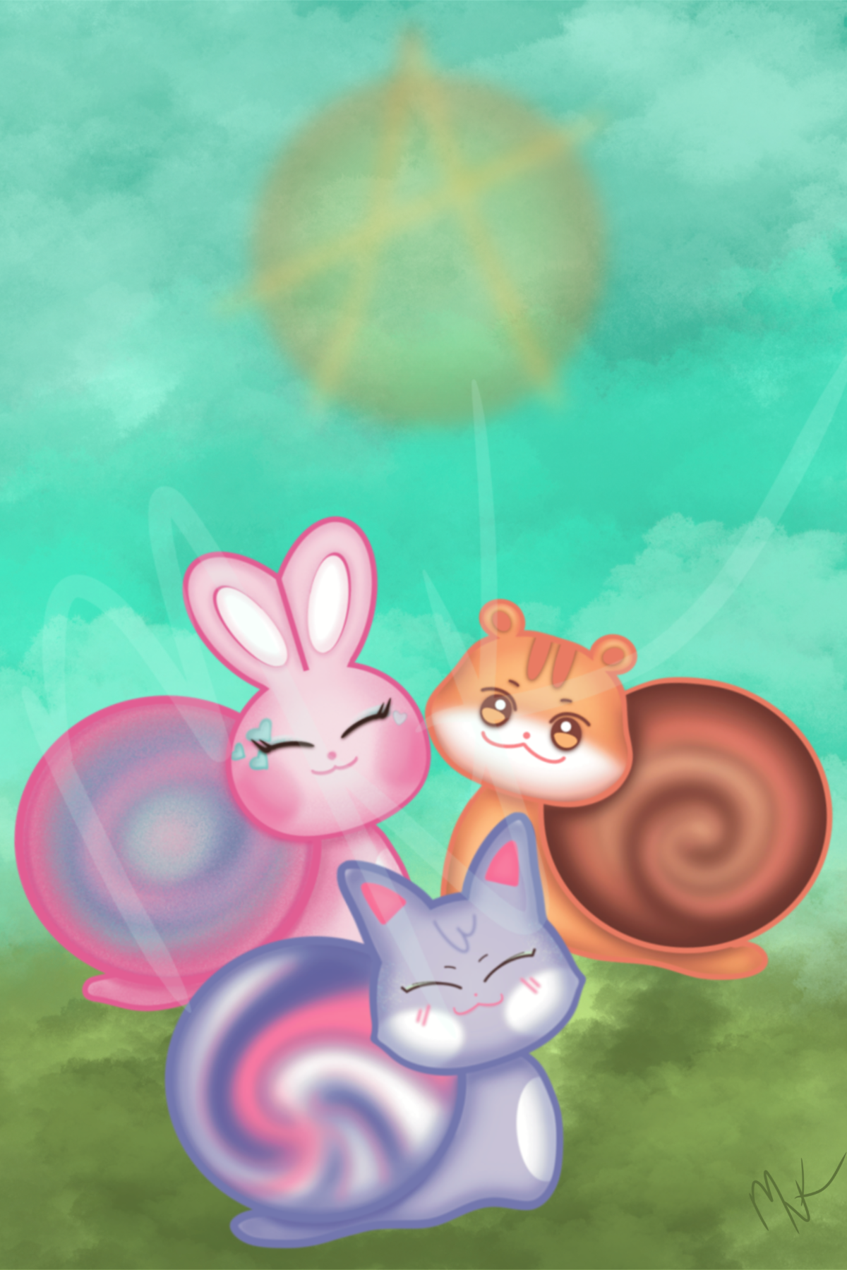 Snail.iteez; Digital Art Prints; Snail Cats, Bear, Dogs, Squirrel, Bunny