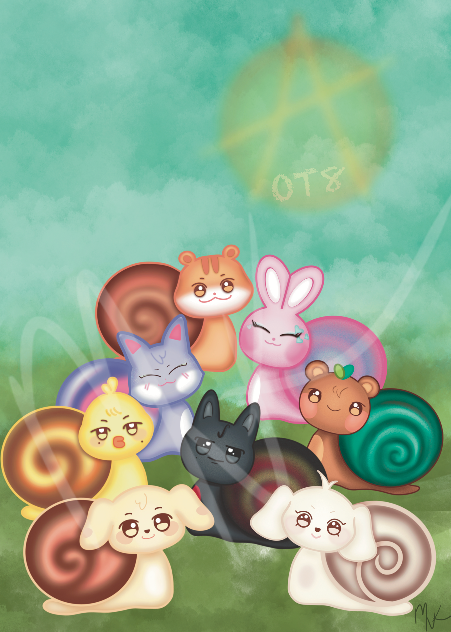 Snail.iteez; Digital Art Prints; Snail Cats, Bear, Dogs, Squirrel, Bunny